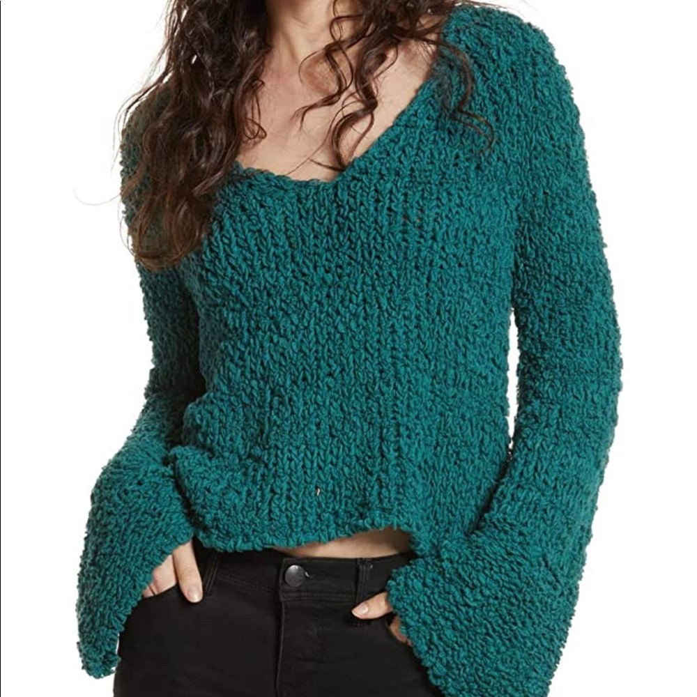 Free People Women’s Cropped Bell Sleeves Sweater